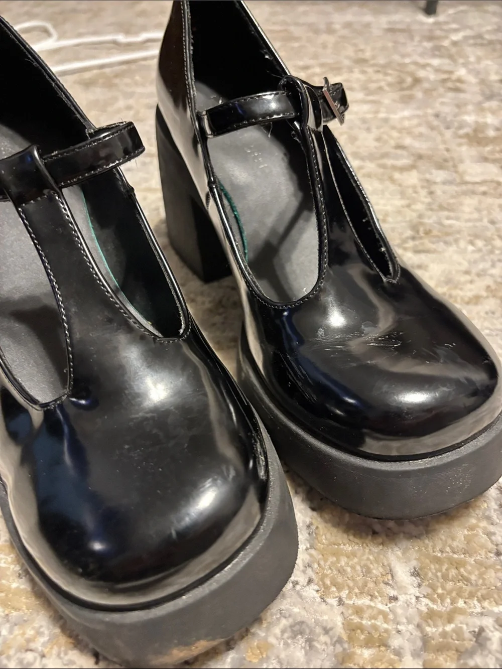 Madden Girl Black Patent T-Strap Platform Mary Janes